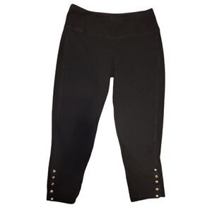 Athleta Black Cropped Leggings Snap Buttons S